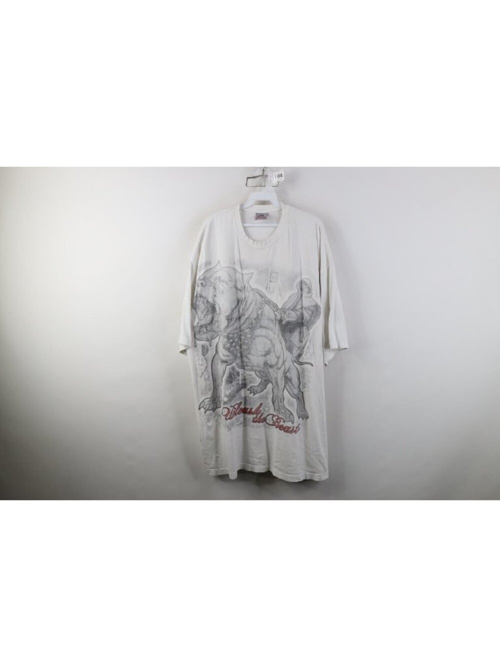 Vtg Y2K Streetwear Mens 3XLT Distressed Unleash The Beast Pitbull Dog T-Shirt